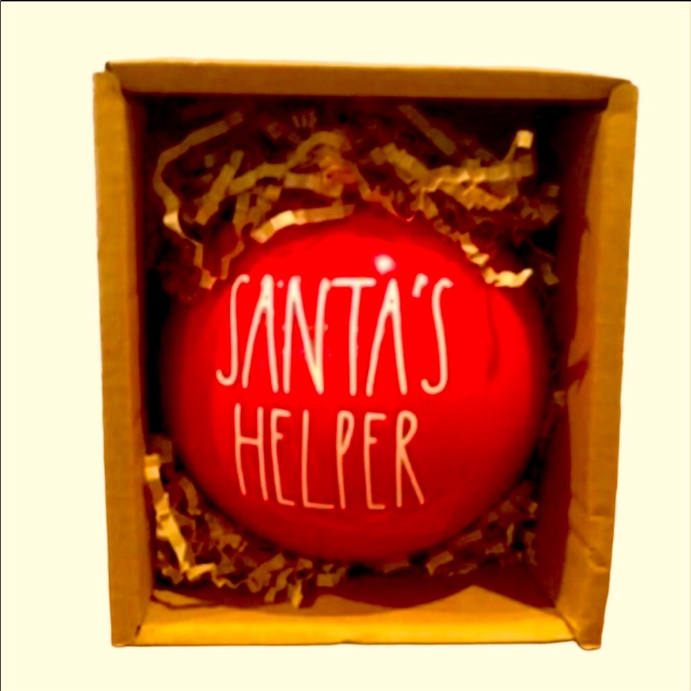 Rae Dunn SANTA’S HELPER ceramic Christmas ornament